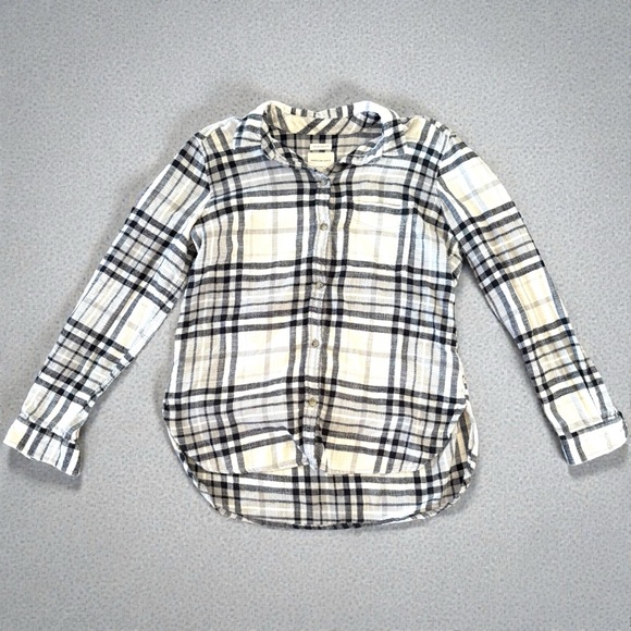 American Eagle Ahh-Mazingly Soft Flannel Shirt Boyfriend M, Black & White - EUC - Picture 13 of 14